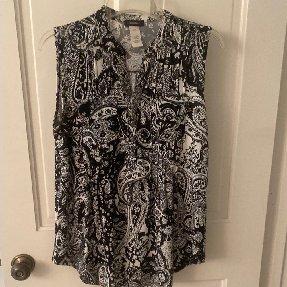 Cocomo Black and White Mandarin Collar Blouse